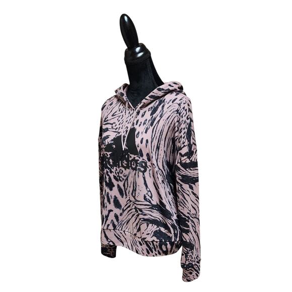 Adidas Women Future Icons Animal Print Hoodie Long Sleeve Sweatshirt Top Large L - Picture 7 of 9